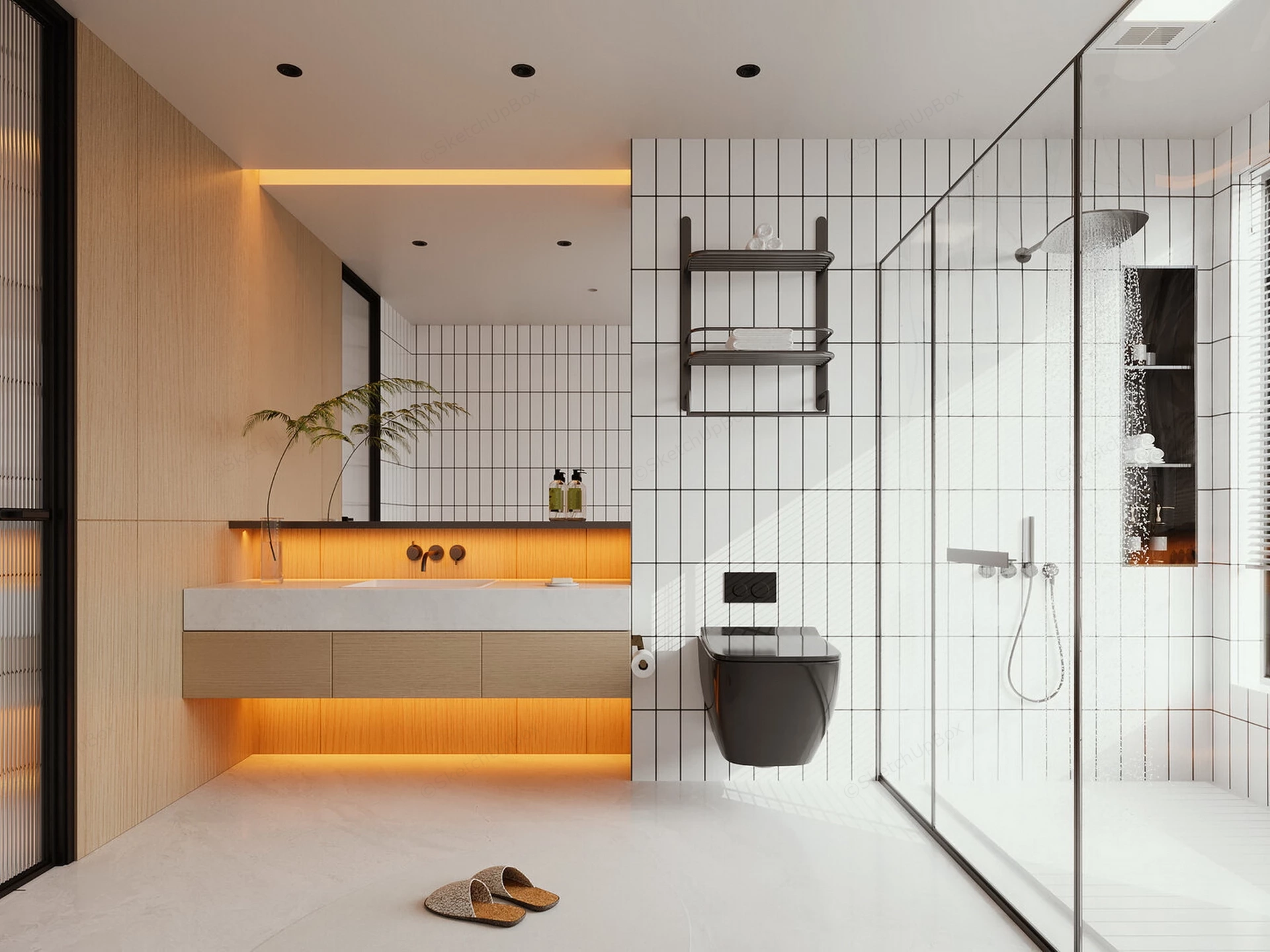 Modern Japandi Style Bathroom sketchup model preview - SketchupBox