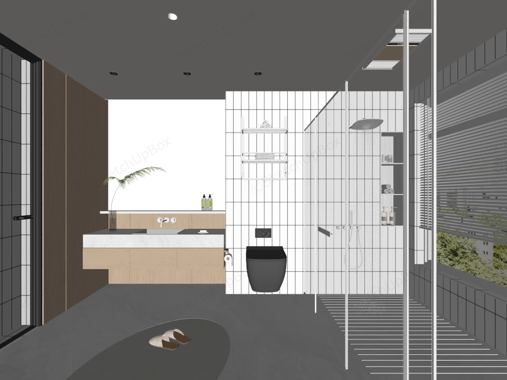 Modern Japandi Style Bathroom sketchup model preview - SketchupBox