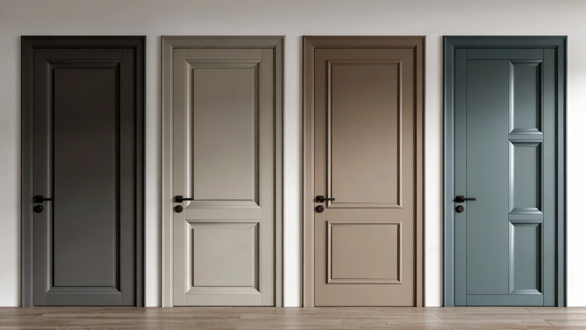 Classic Lacquered Interior Single Doors sketchup model preview - SketchupBox