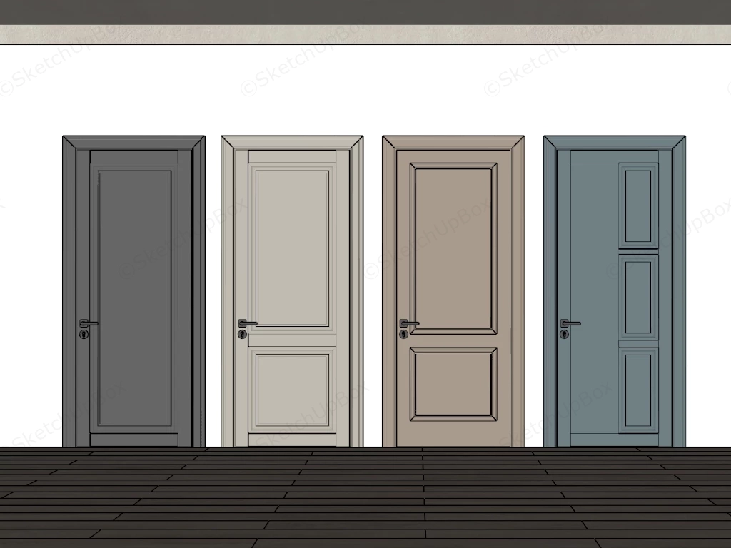 Classic Lacquered Interior Single Doors sketchup model preview - SketchupBox