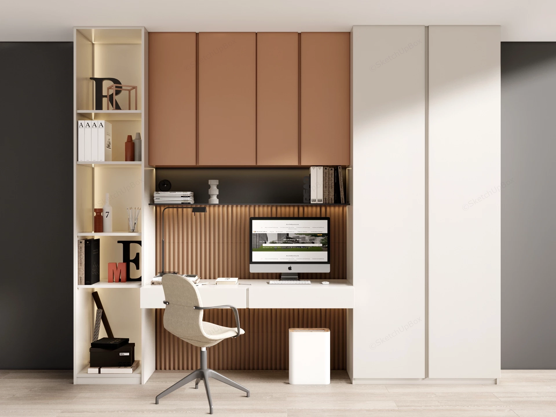 Modern Home Office Setup sketchup model preview - SketchupBox