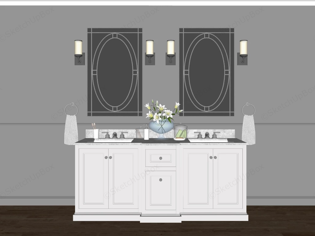 Transitional Style Bathroom Double Vanity sketchup model preview - SketchupBox