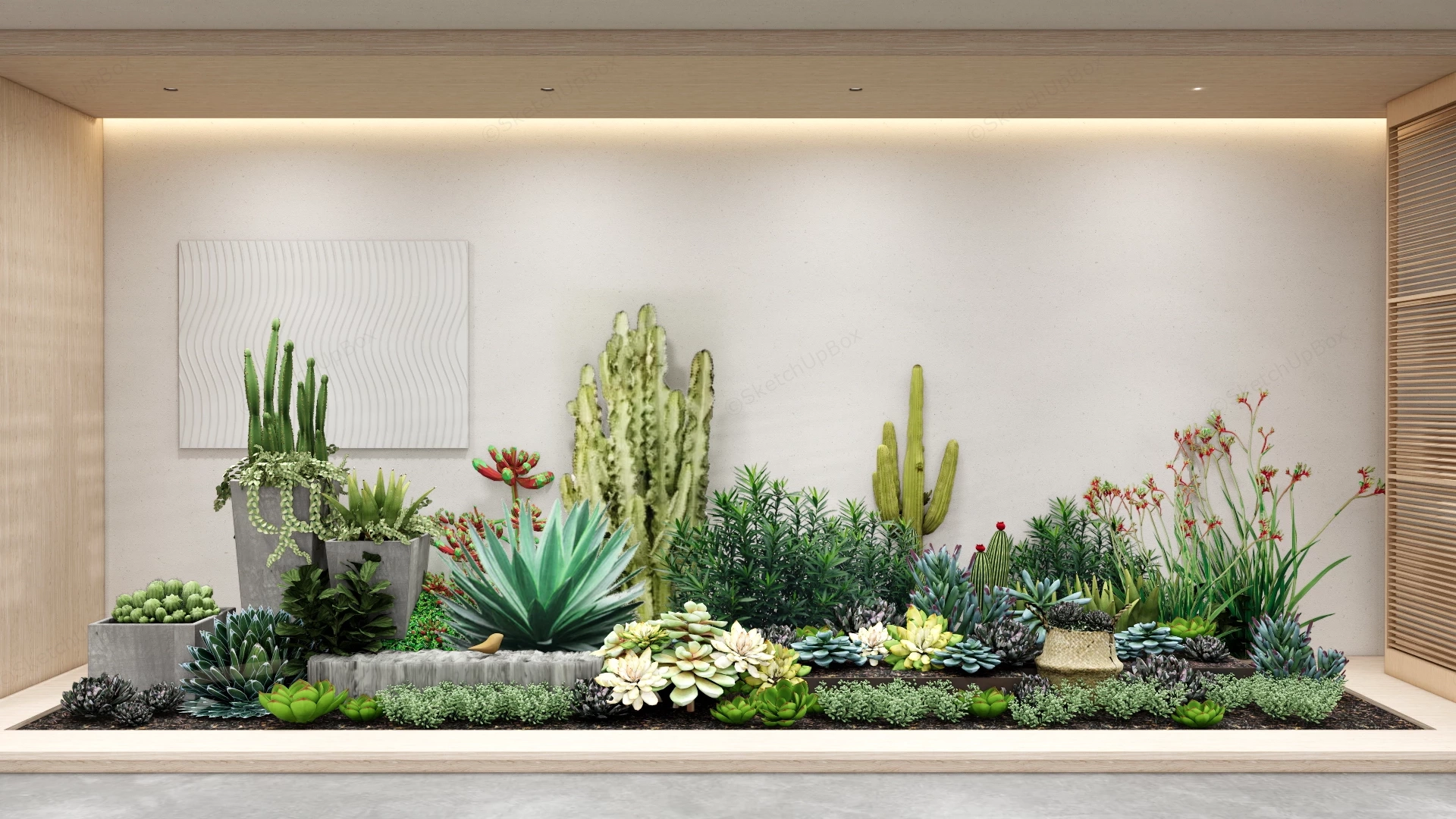 Modern Indoor Desert Garden Installation sketchup model preview - SketchupBox