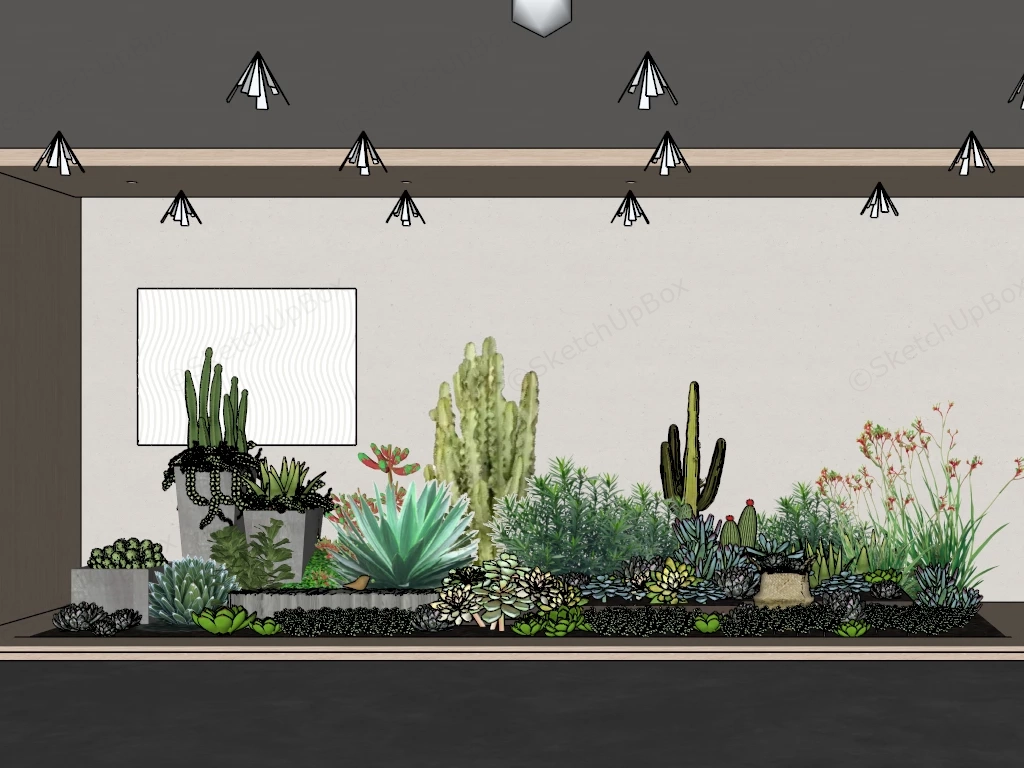 Modern Indoor Desert Garden Installation sketchup model preview - SketchupBox