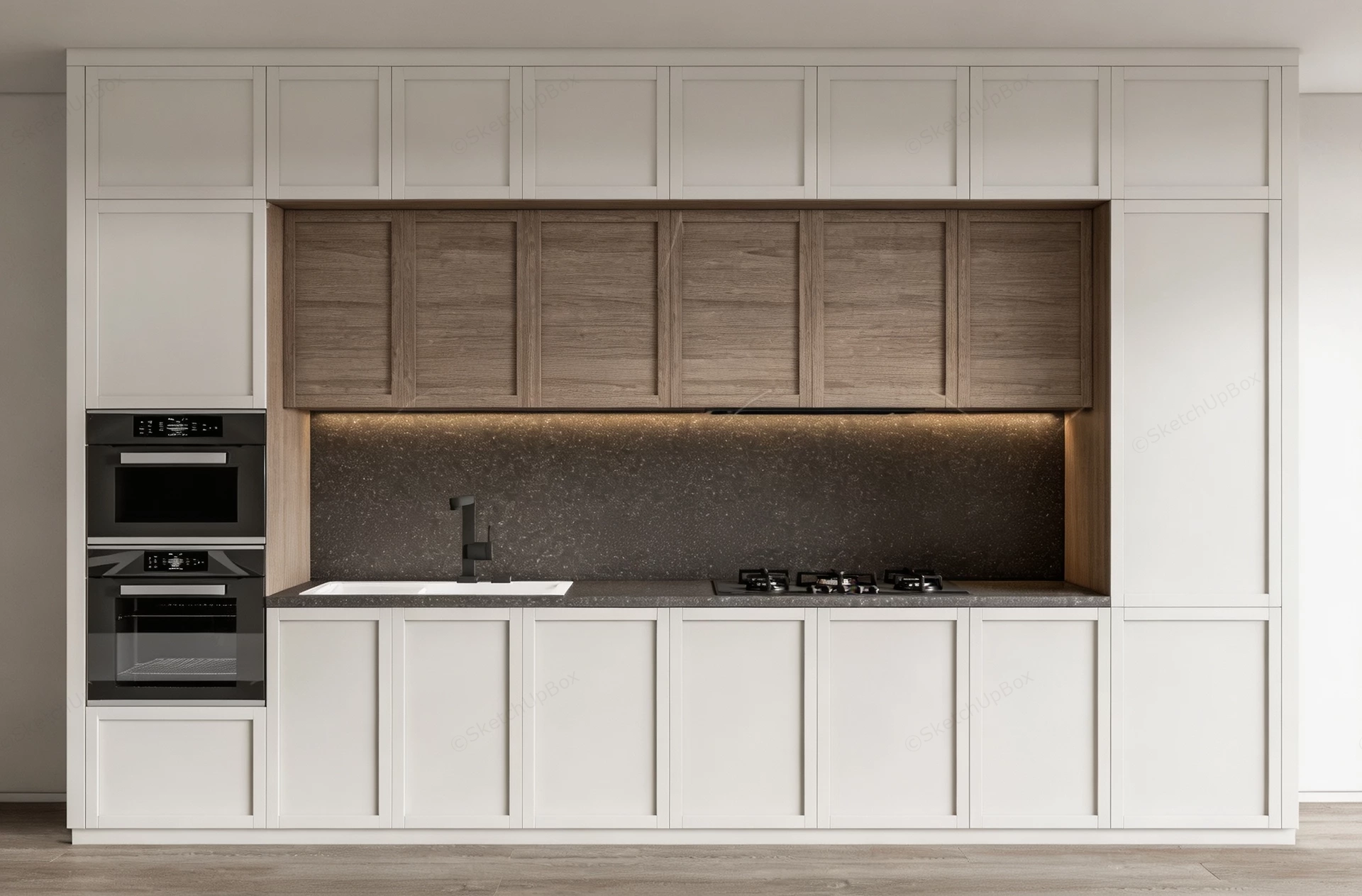 Neoclassical Style Modern Integrated Kitchen sketchup model preview - SketchupBox