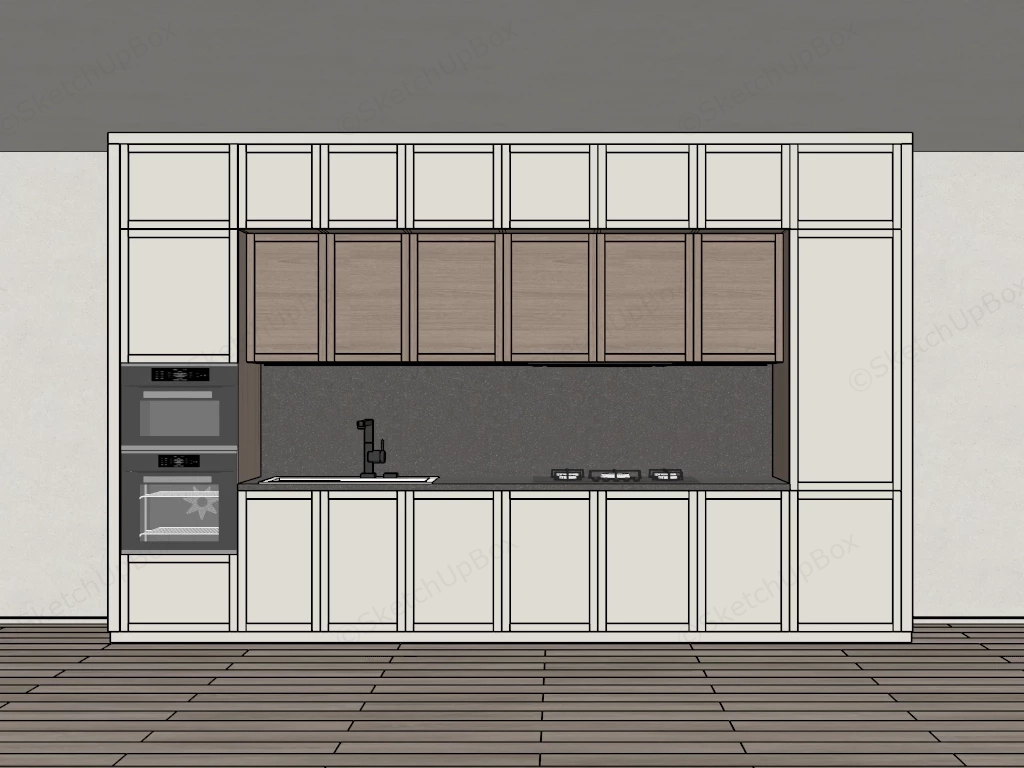 Neoclassical Style Modern Integrated Kitchen sketchup model preview - SketchupBox