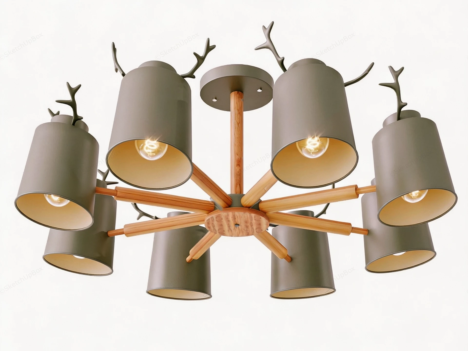 Nordic Style Multi Head Antler Chandelier sketchup model preview - SketchupBox
