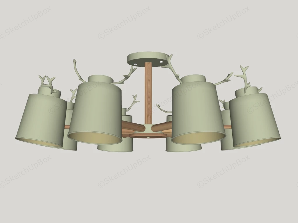 Nordic Style Multi Head Antler Chandelier sketchup model preview - SketchupBox