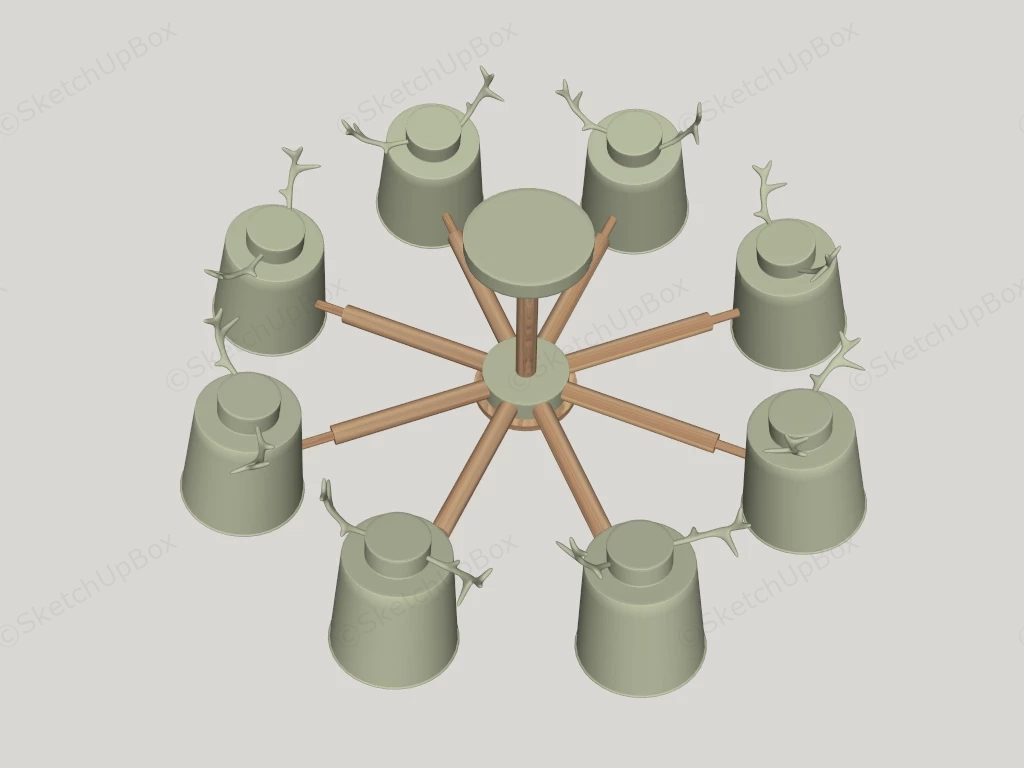 Nordic Style Multi Head Antler Chandelier sketchup model preview - SketchupBox