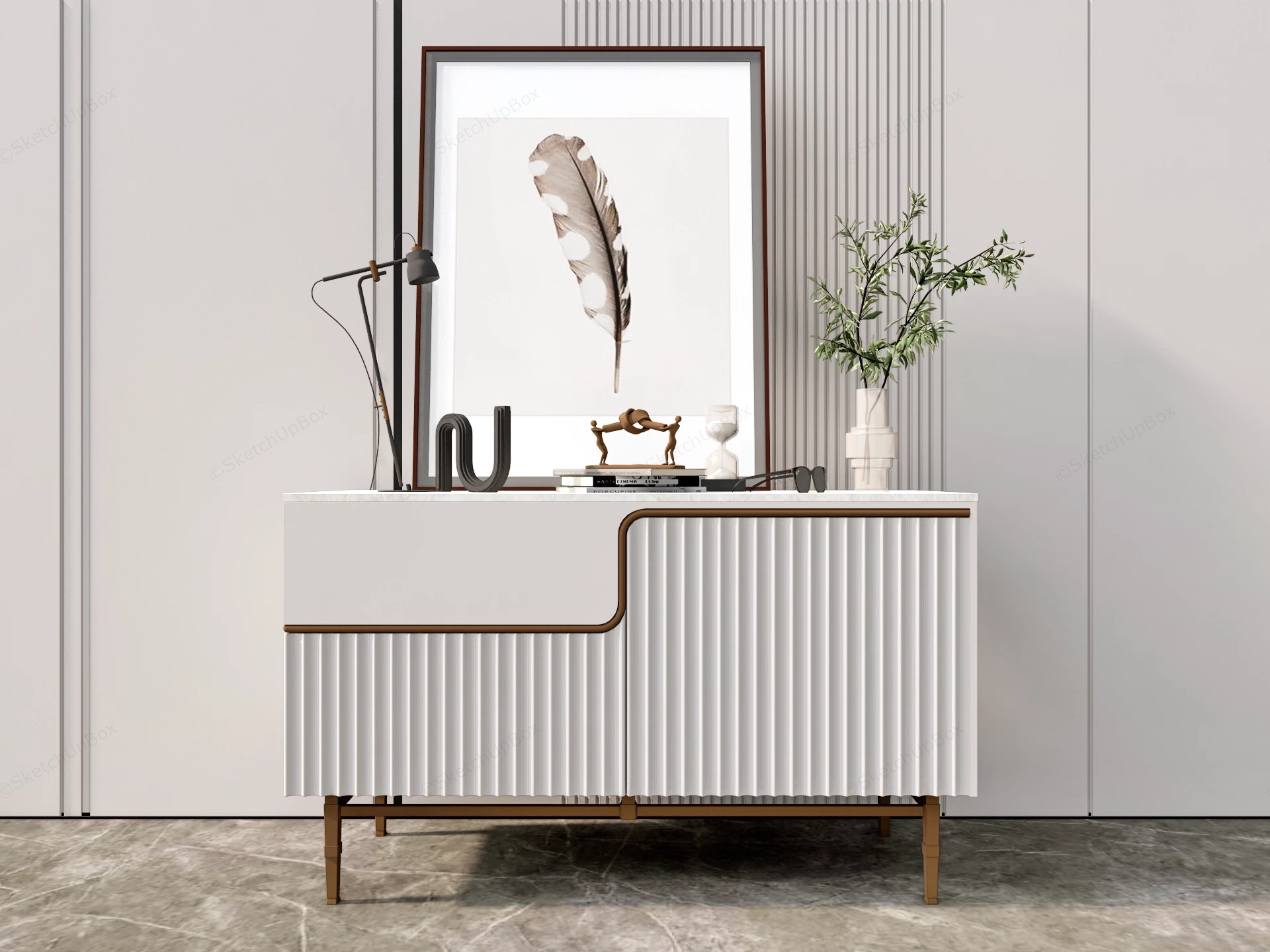 Modern Light Luxury Sideboard sketchup model preview - SketchupBox