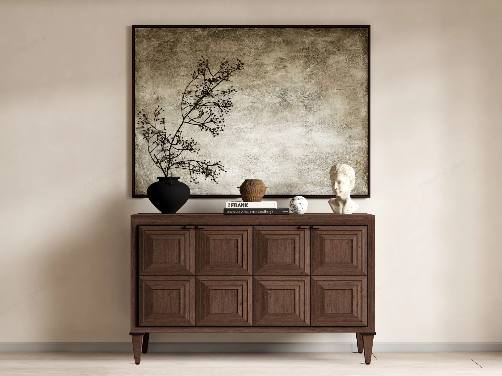 Dark Wooden Sideboard sketchup model preview - SketchupBox