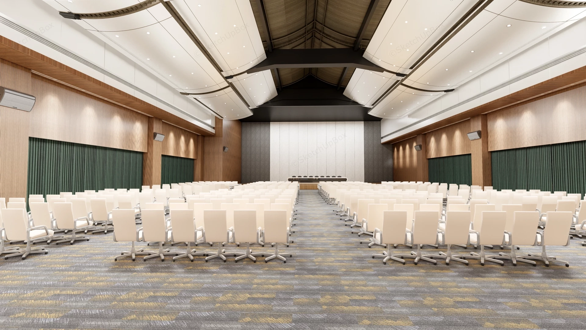 Modern Grand Conference Hall sketchup model preview - SketchupBox