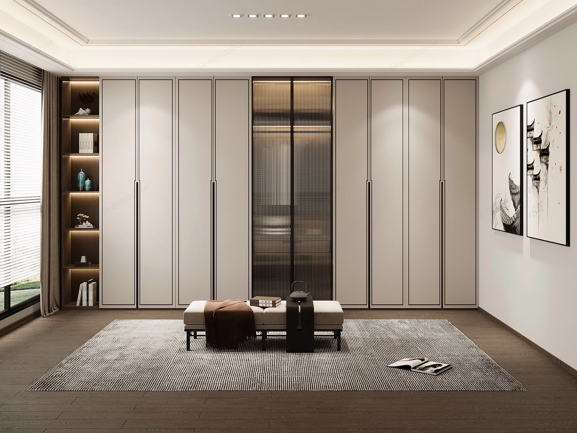 Spacious Modern Walk In Closet Dressing Room sketchup model preview - SketchupBox