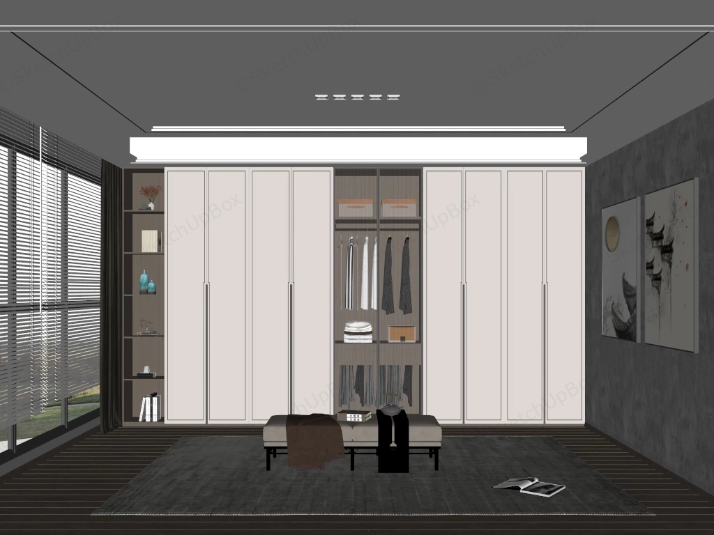 Spacious Modern Walk In Closet Dressing Room sketchup model preview - SketchupBox