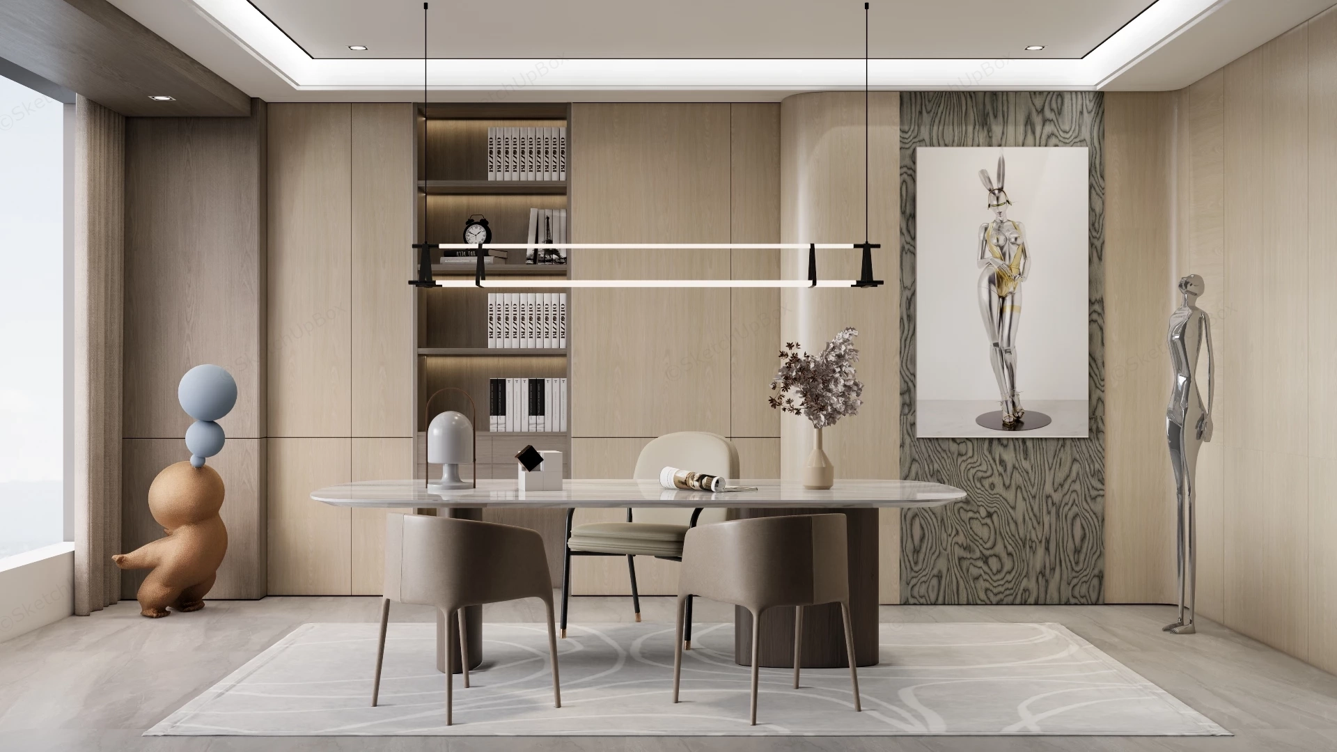 Modern Minimalist Home Workspace sketchup model preview - SketchupBox