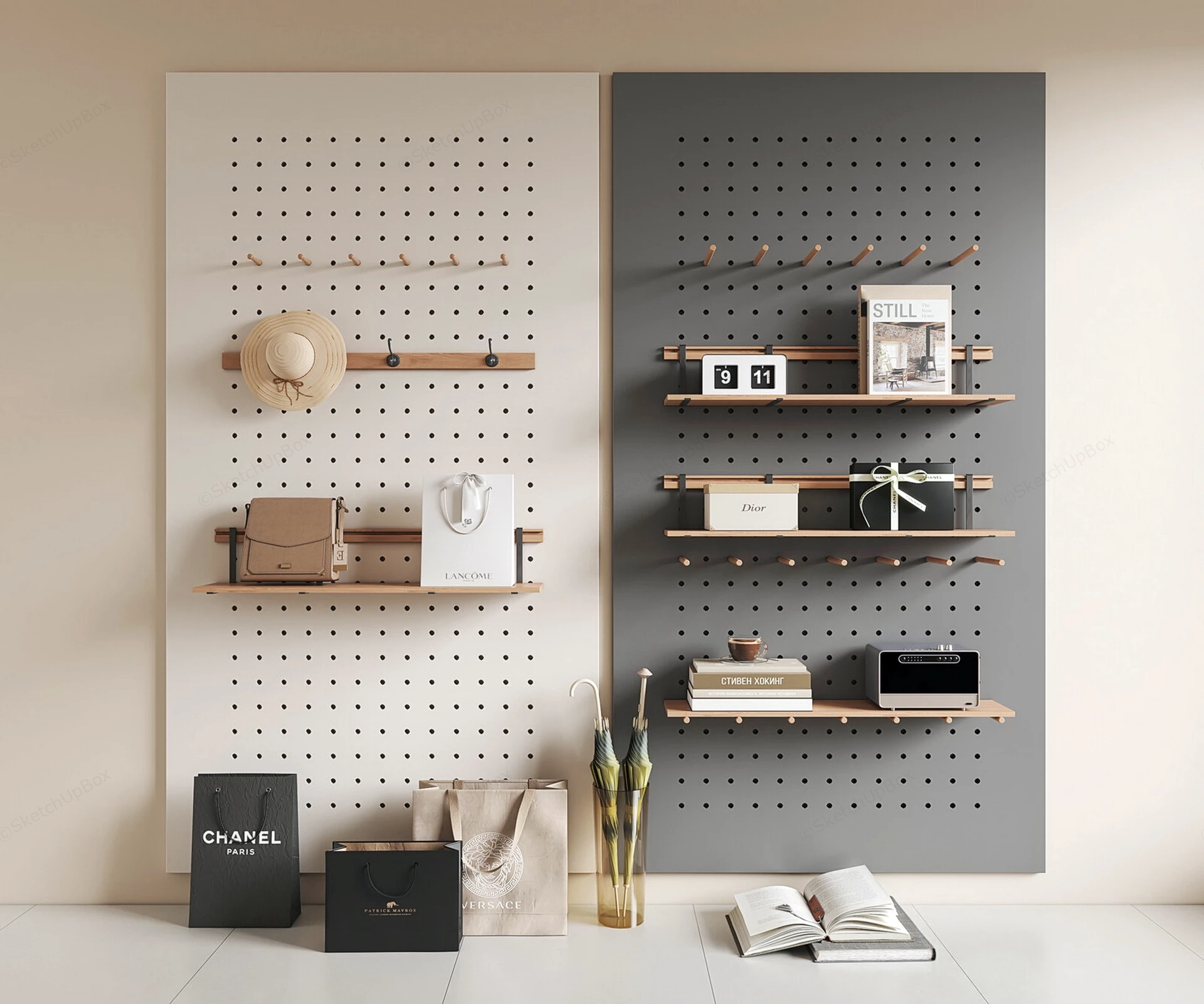 Sophisticated Modular Pegboard Organizer System sketchup model preview - SketchupBox