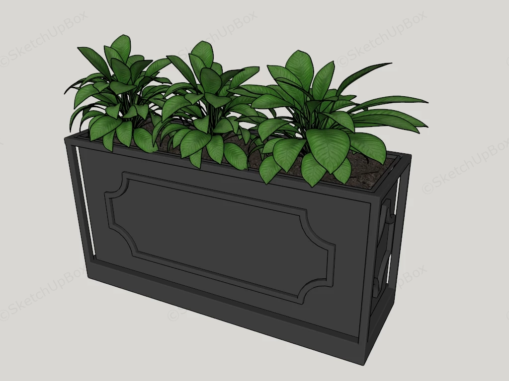 Rectangular Black Planter Box sketchup model preview - SketchupBox