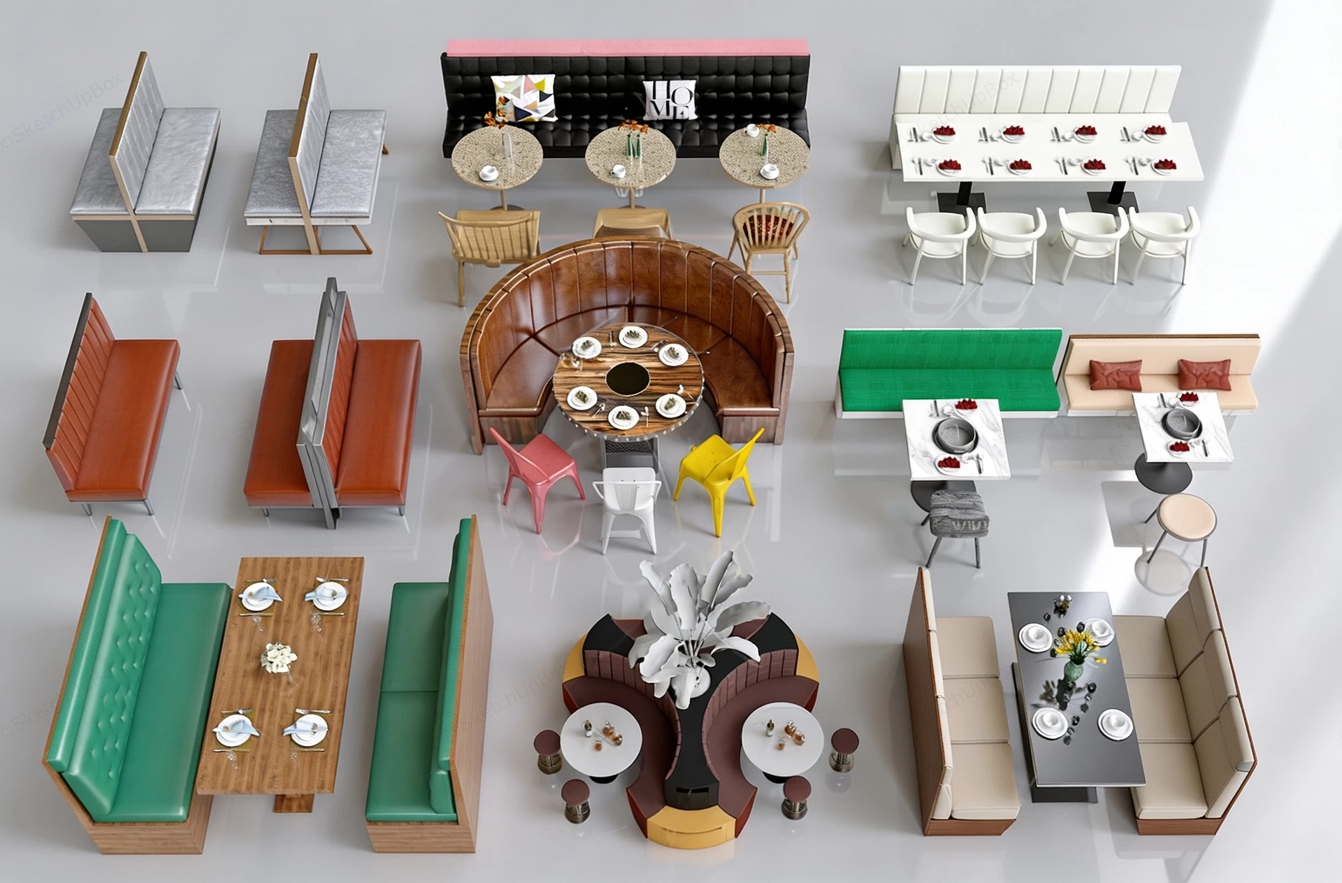 Collection Of Restaurant And Cafe Furniture sketchup model preview - SketchupBox