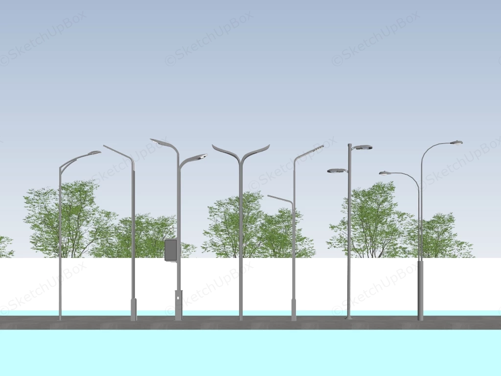 Collection Of Modern Street Light Poles sketchup model preview - SketchupBox