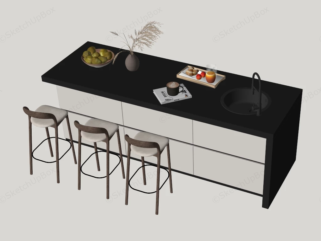 Contemporary Minimalist Kitchen Island Setup sketchup model preview - SketchupBox