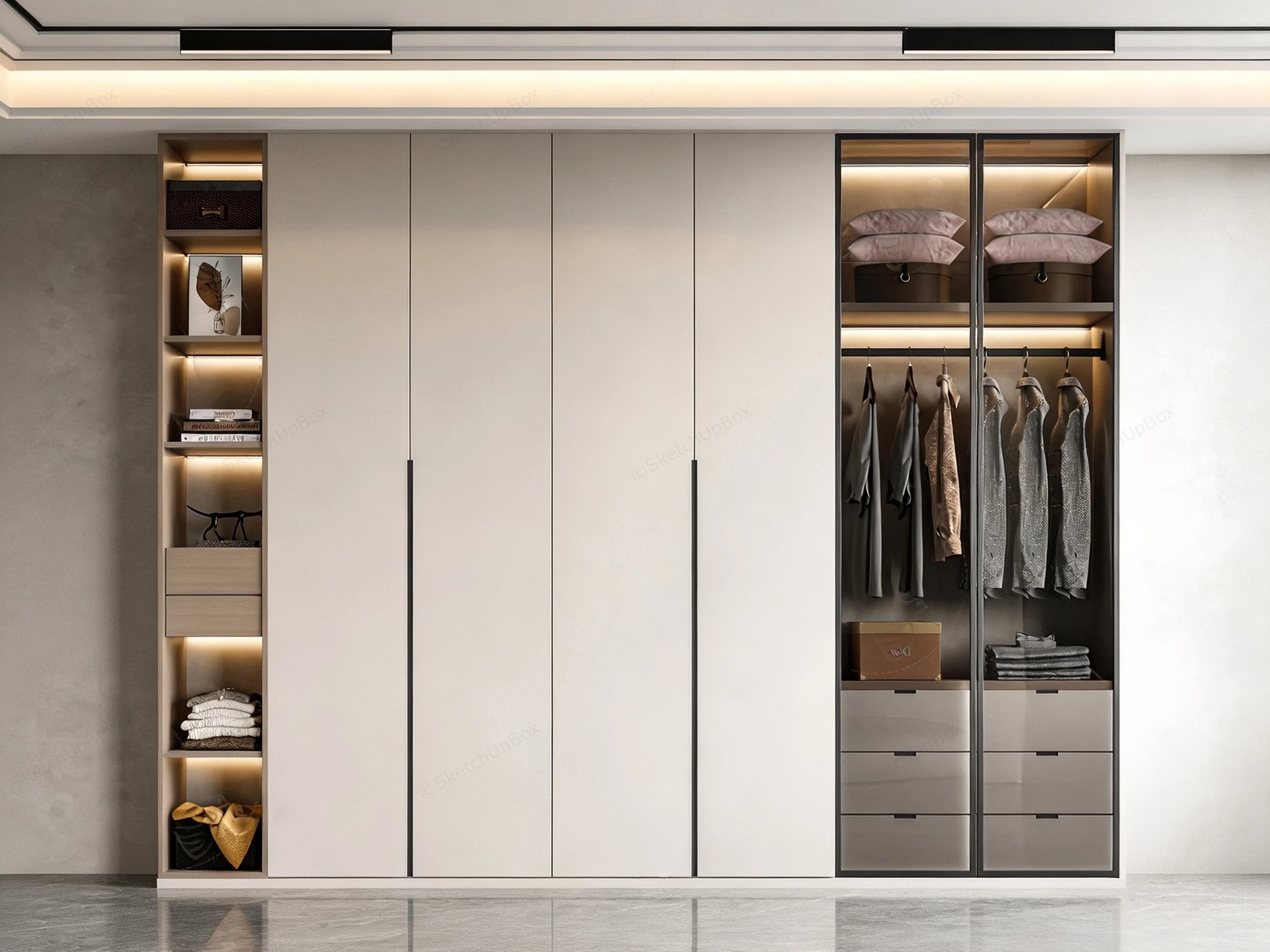 Modern Built In Wardrobe System sketchup model preview - SketchupBox