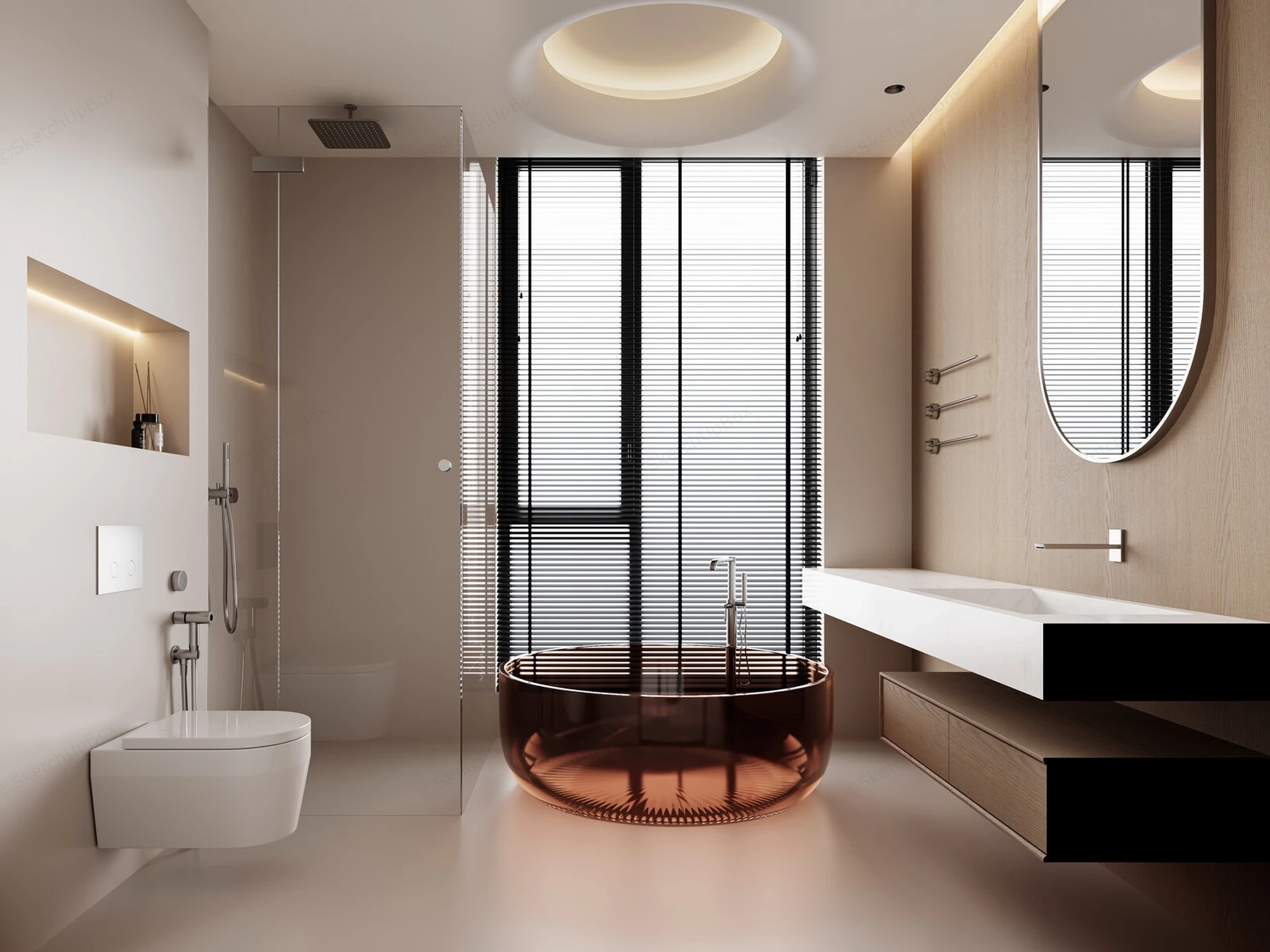 Luxurious Contemporary Bathroom sketchup model preview - SketchupBox