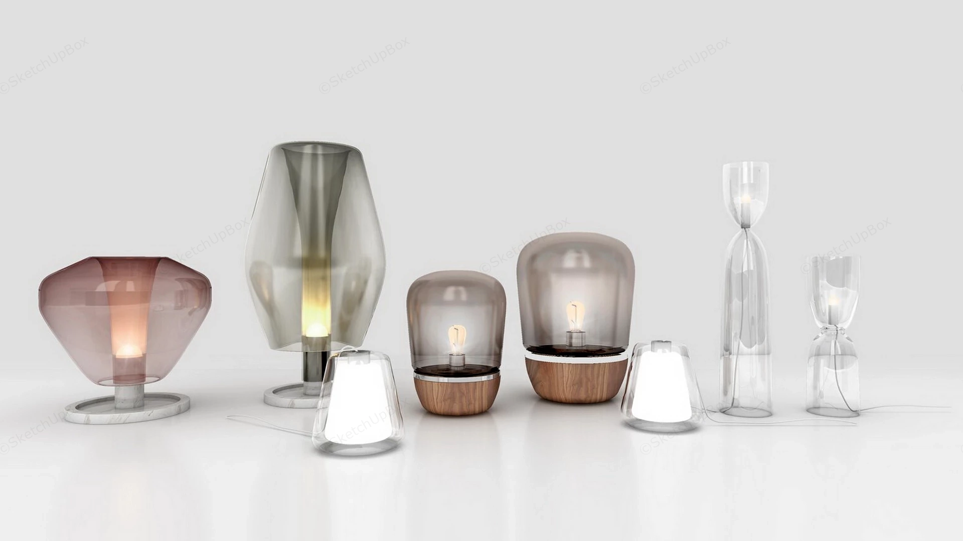Modern Elegant Glass Table Lamps sketchup model preview - SketchupBox