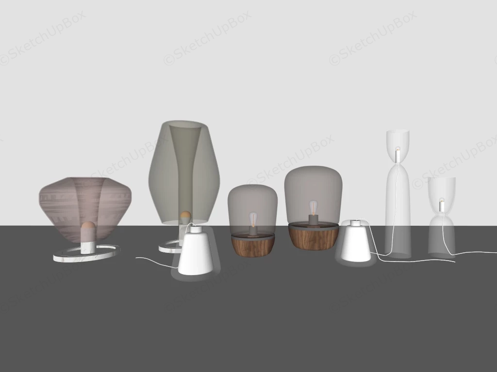Modern Elegant Glass Table Lamps sketchup model preview - SketchupBox