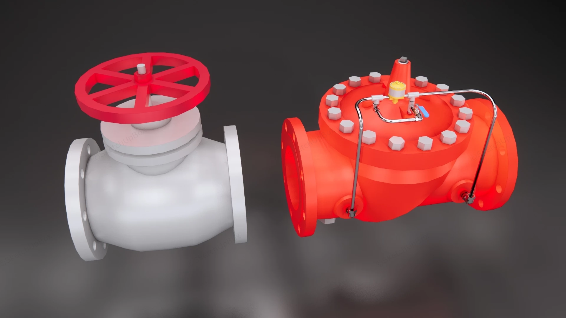 Two Industrial Valves sketchup model preview - SketchupBox