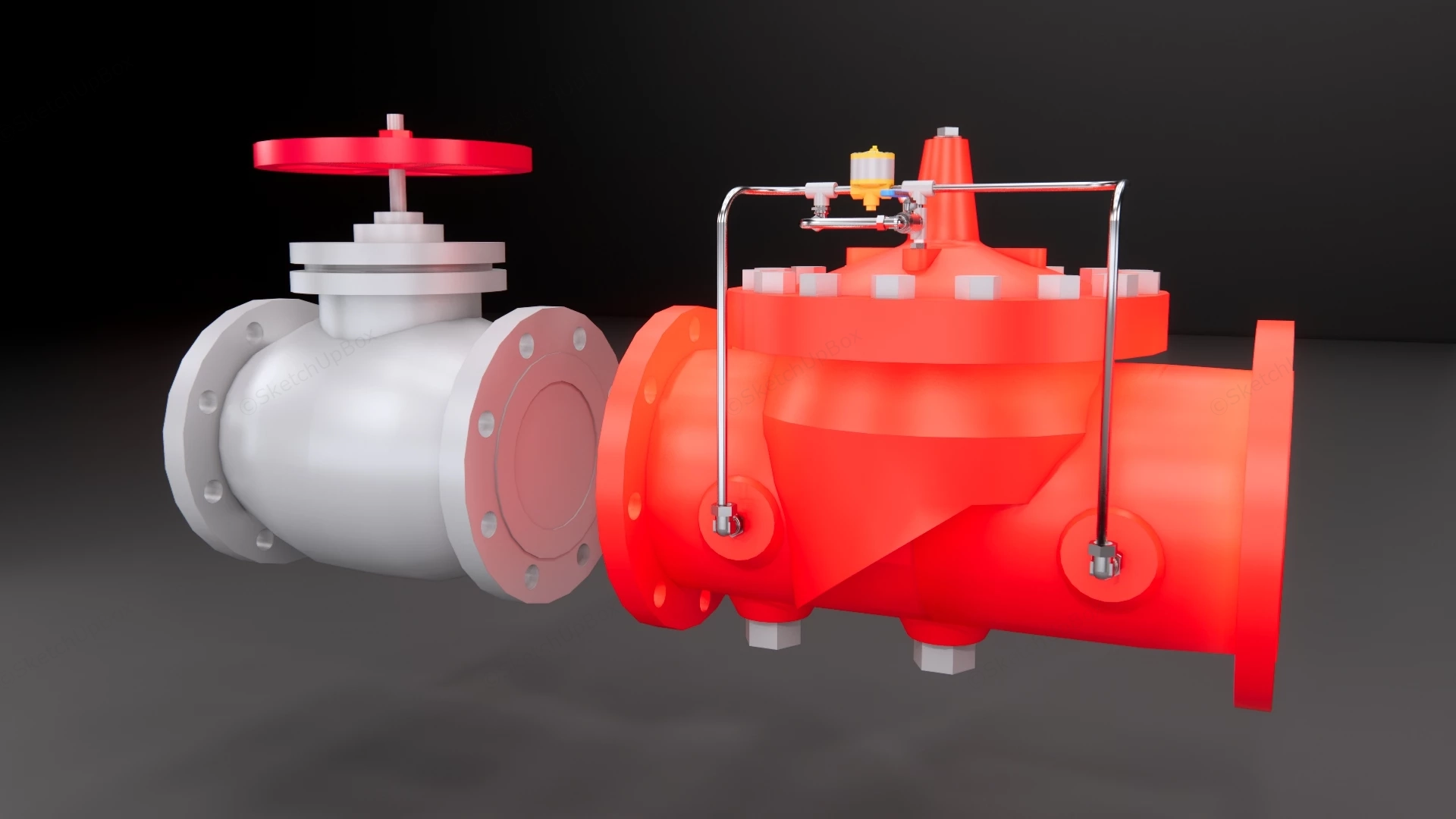 Two Industrial Valves sketchup model preview - SketchupBox