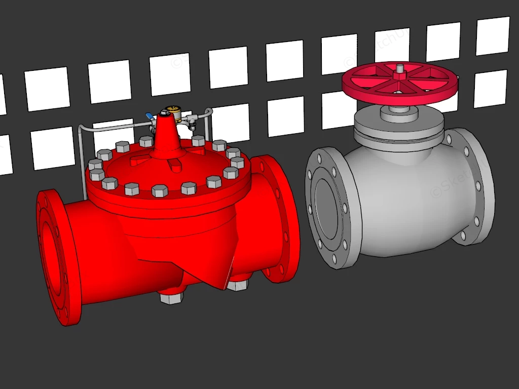 Two Industrial Valves sketchup model preview - SketchupBox