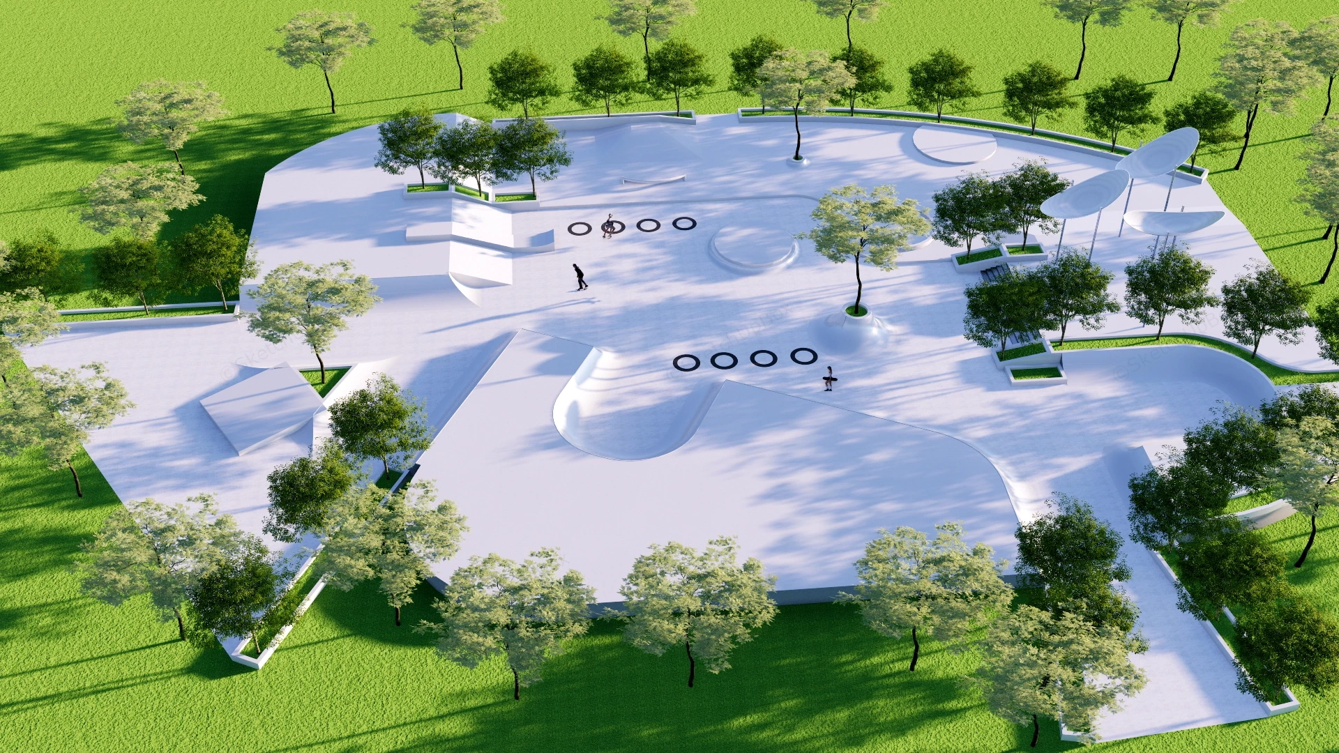 Modern Smooth Concrete Skatepark sketchup model preview - SketchupBox