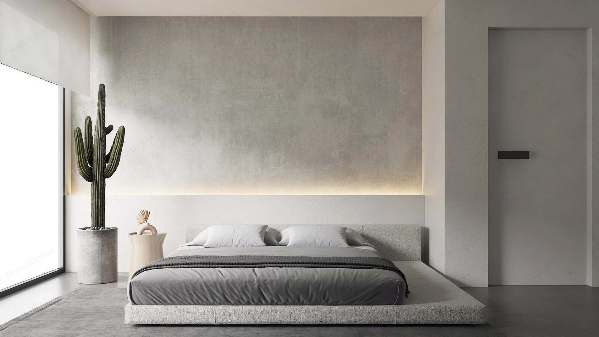 Japandi Style Minimalist Bedroom sketchup model preview - SketchupBox