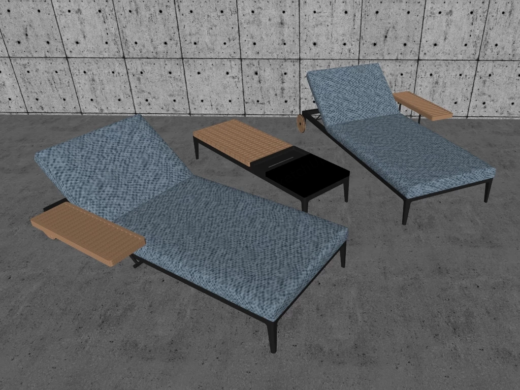 Modern Outdoor Adjustable Chaise Lounge sketchup model preview - SketchupBox