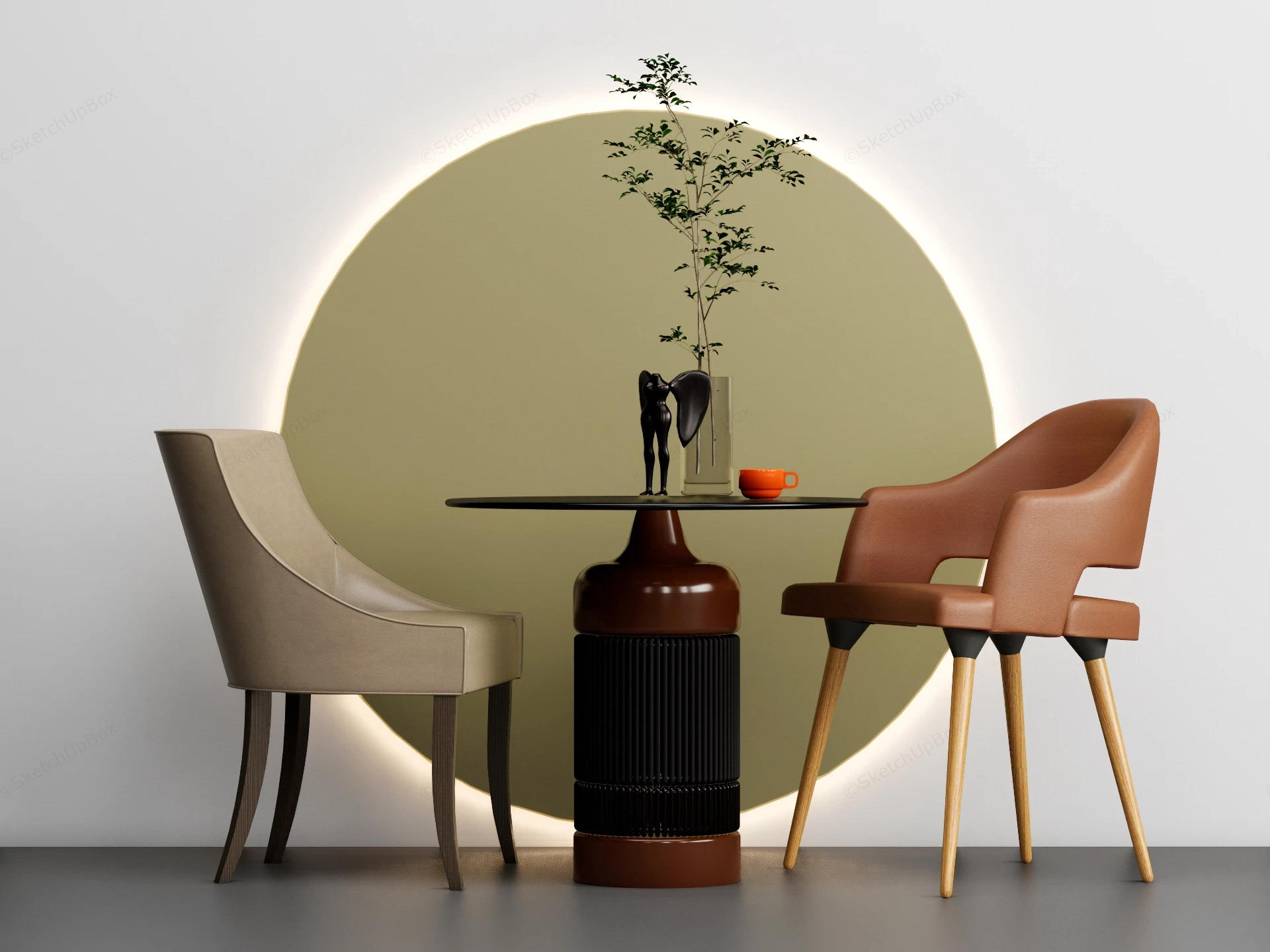 Contemporary Minimalist Bistro Set sketchup model preview - SketchupBox