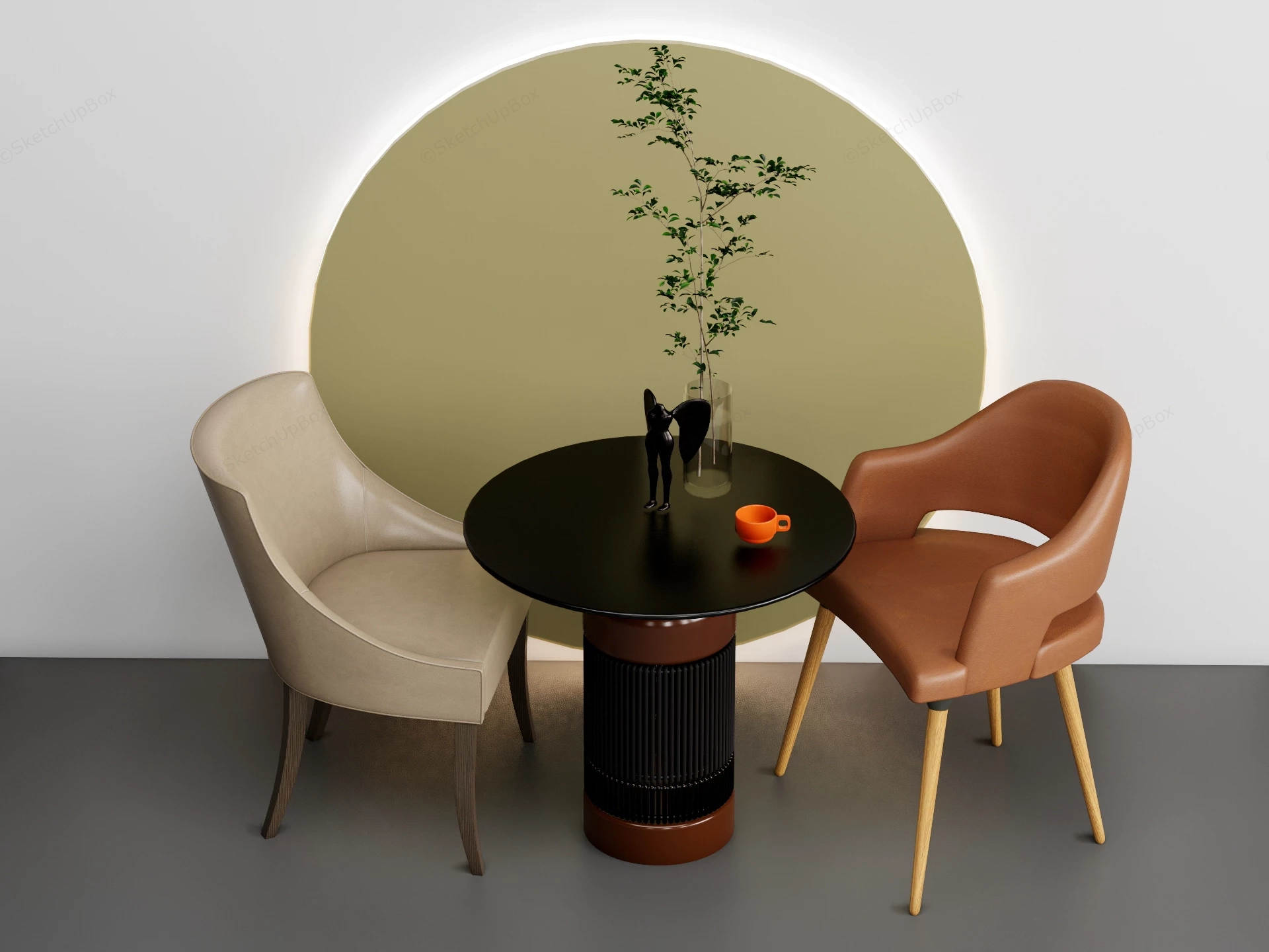 Contemporary Minimalist Bistro Set sketchup model preview - SketchupBox