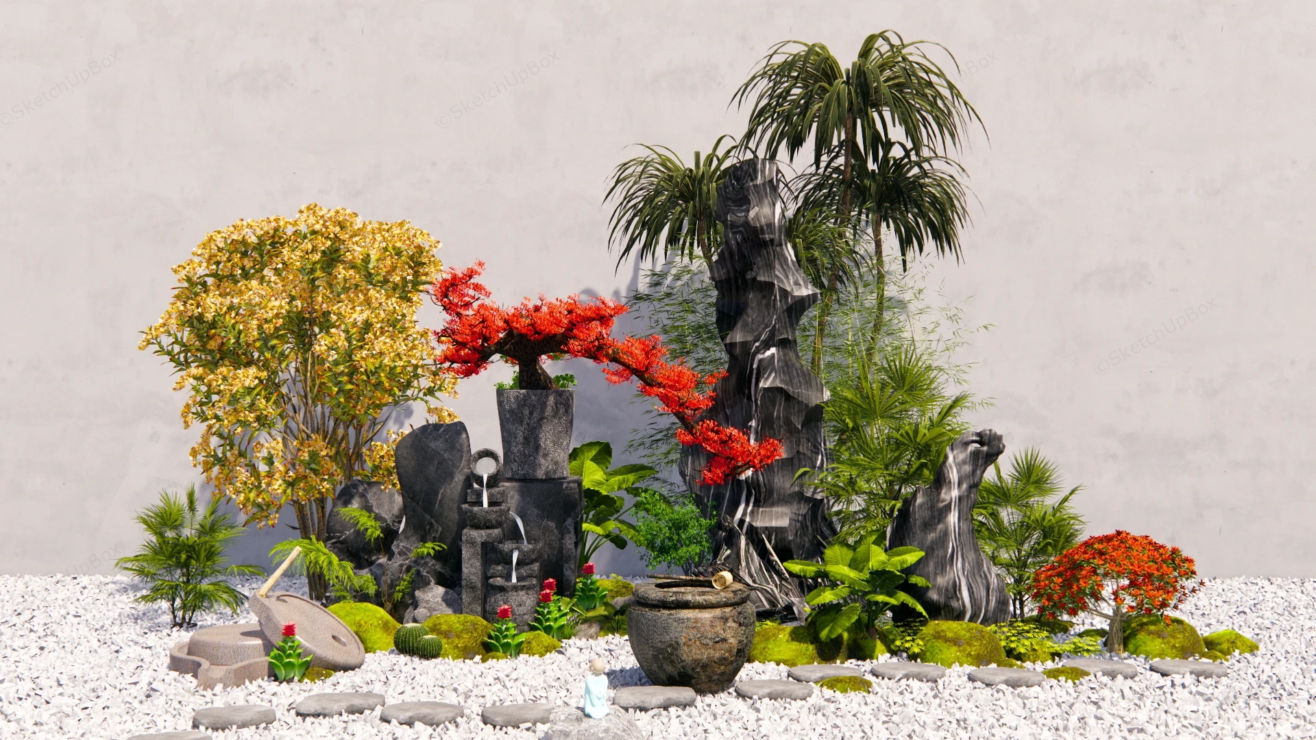 Traditional Chinese Rockery Garden sketchup model preview - SketchupBox