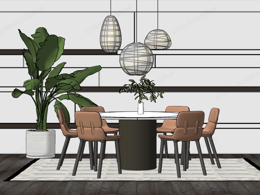 Modern Mid Century Inspired Dining Space sketchup model preview - SketchupBox