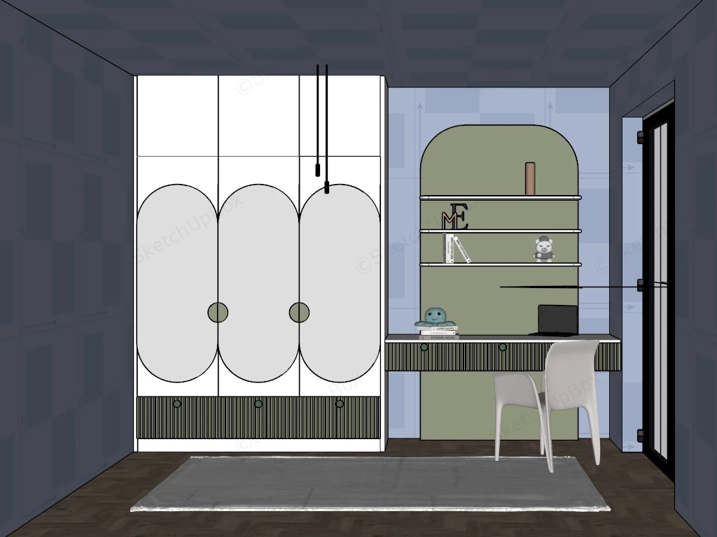 Modern Children's Room Study And Storage Unit sketchup model preview - SketchupBox