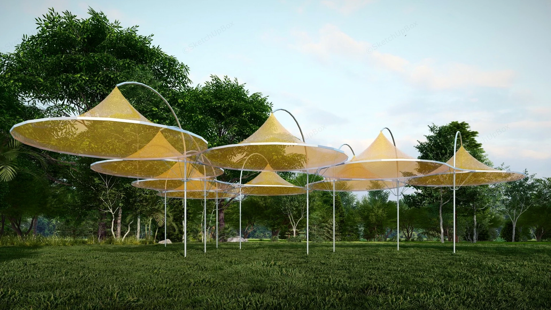 Modern Artistic Outdoor Canopy Installation sketchup model preview - SketchupBox