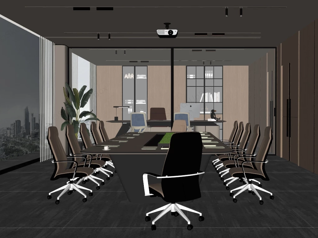 Modern Executive Conference Room And Boardroom Design sketchup model preview - SketchupBox