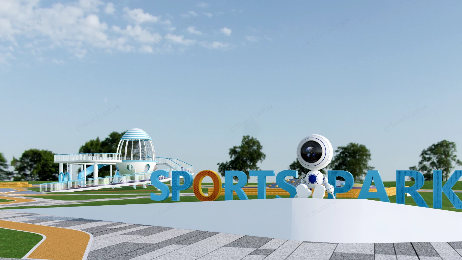 Space Themed Children's Adventure Park sketchup model preview - SketchupBox