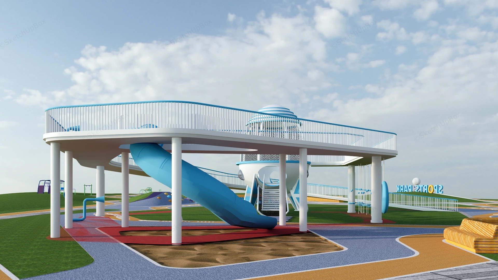 Space Themed Children's Adventure Park sketchup model preview - SketchupBox