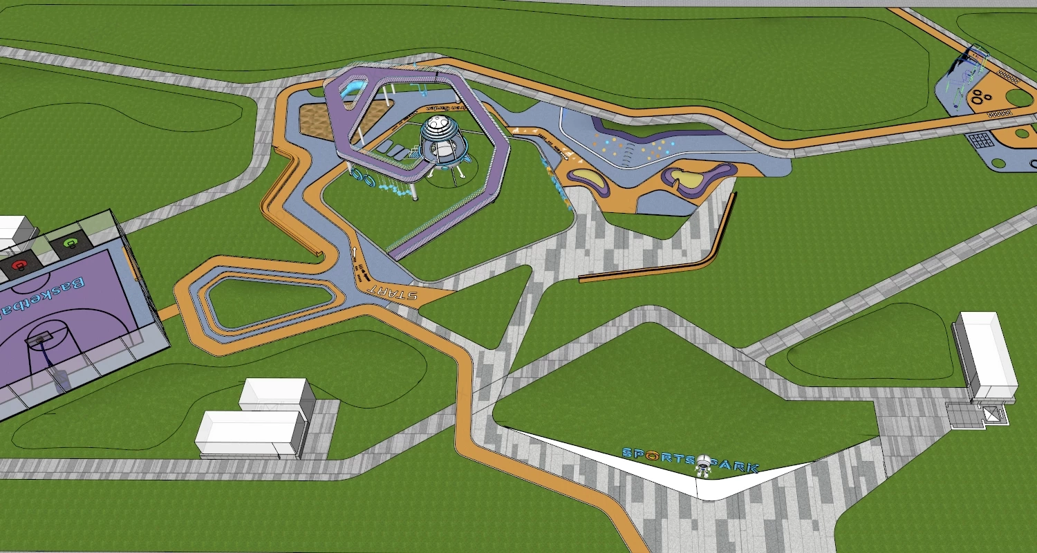 Space Themed Children's Adventure Park sketchup model preview - SketchupBox