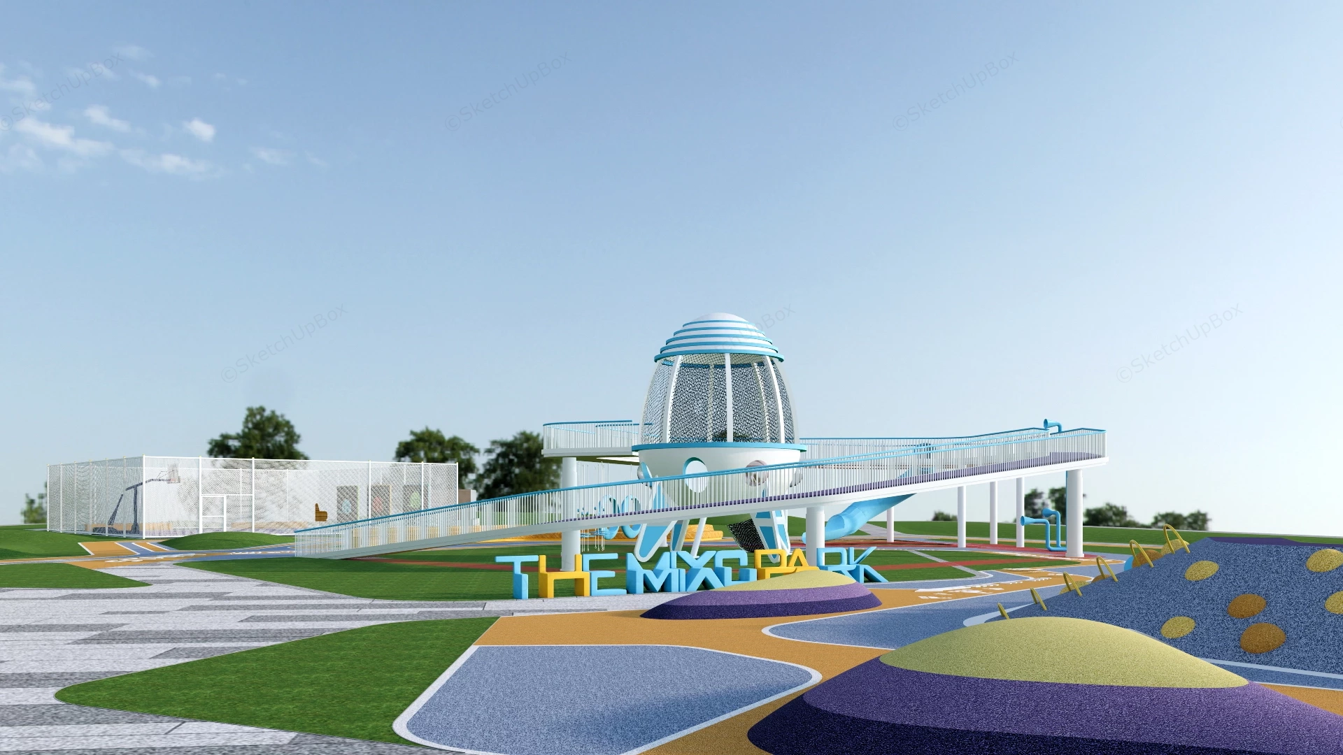 Space Themed Children's Adventure Park sketchup model preview - SketchupBox