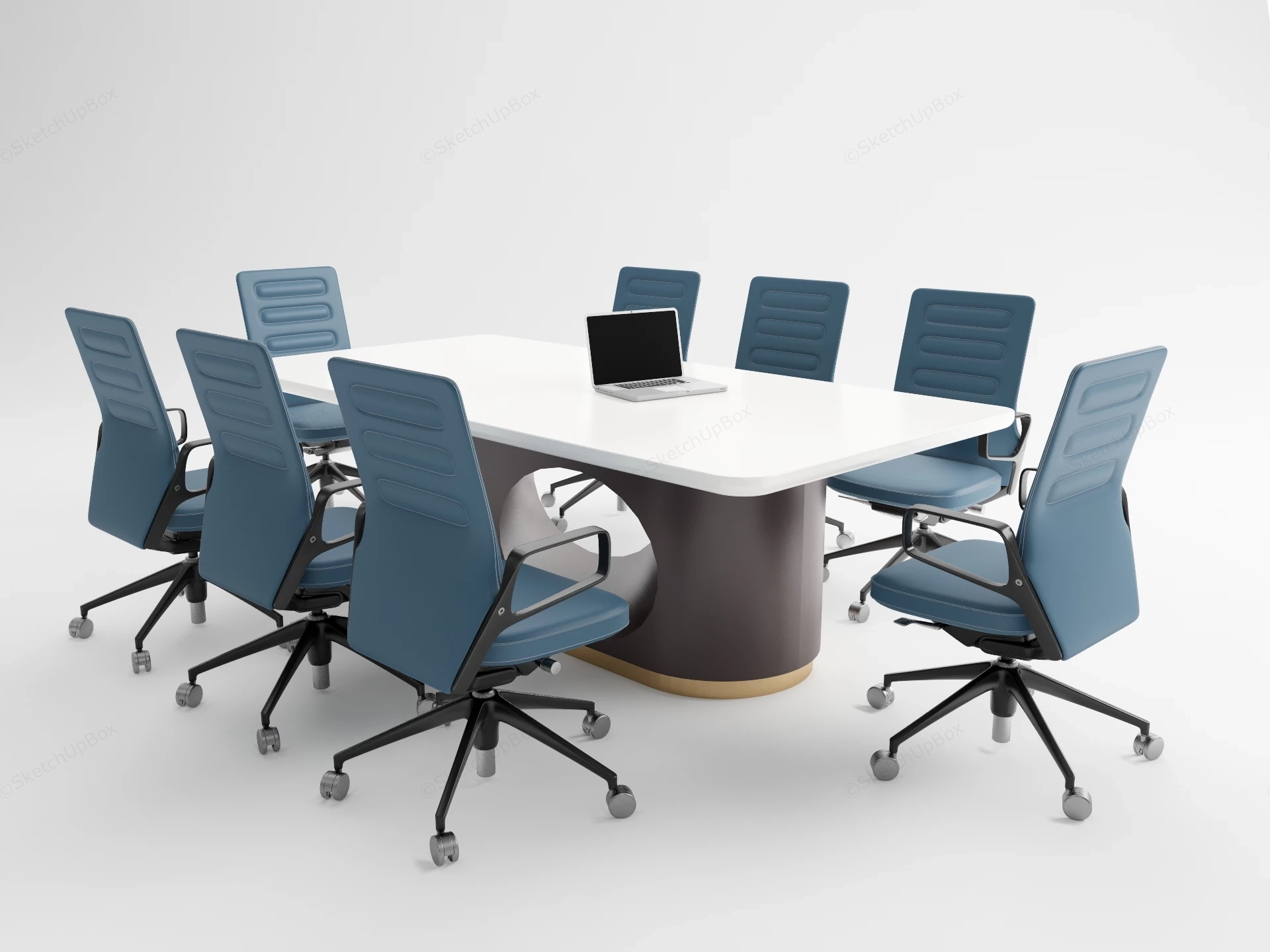 Modern 8 Person Conference Table And Chair Set sketchup model preview - SketchupBox