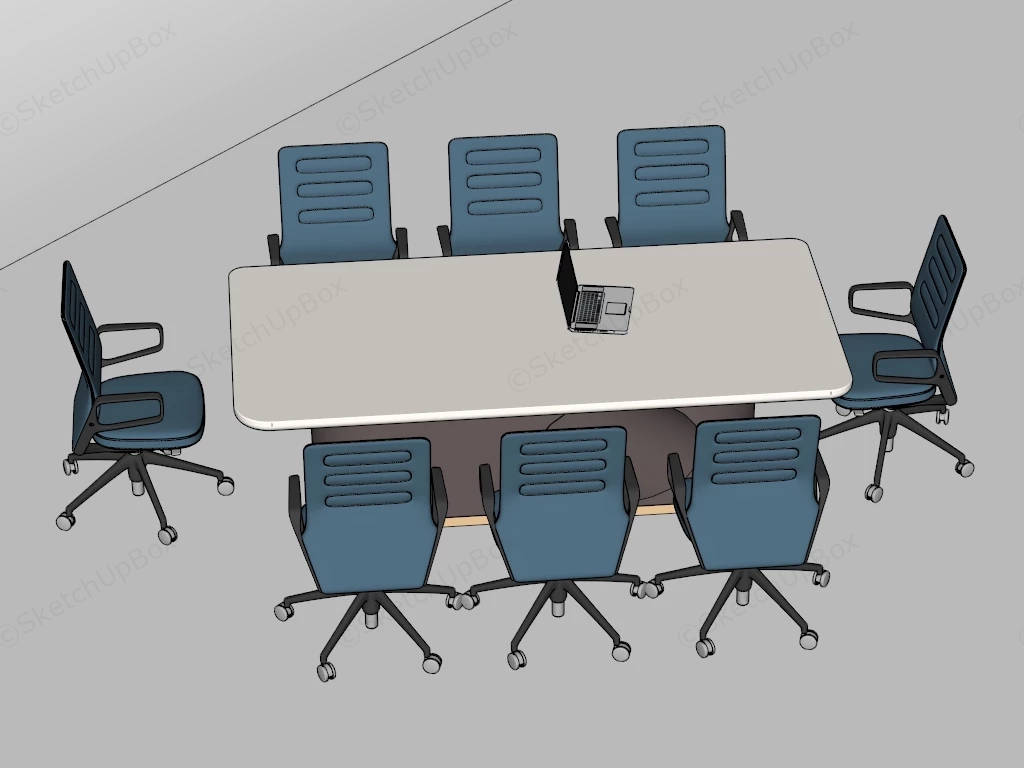 Modern 8 Person Conference Table And Chair Set sketchup model preview - SketchupBox