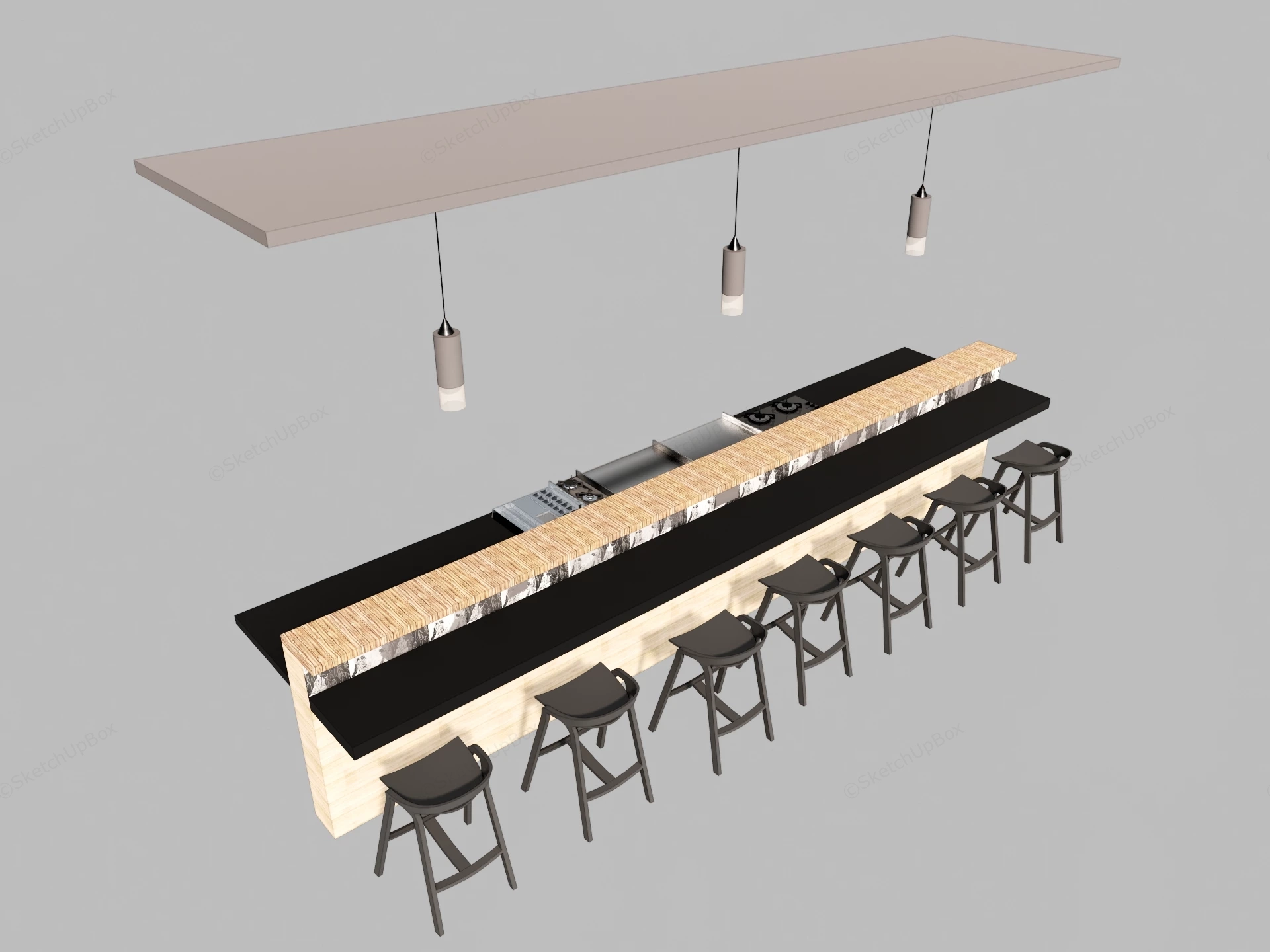 Modern Commercial Bar Setup sketchup model preview - SketchupBox