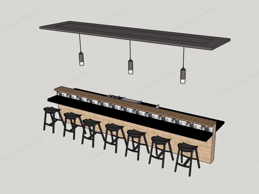 Modern Commercial Bar Setup sketchup model preview - SketchupBox
