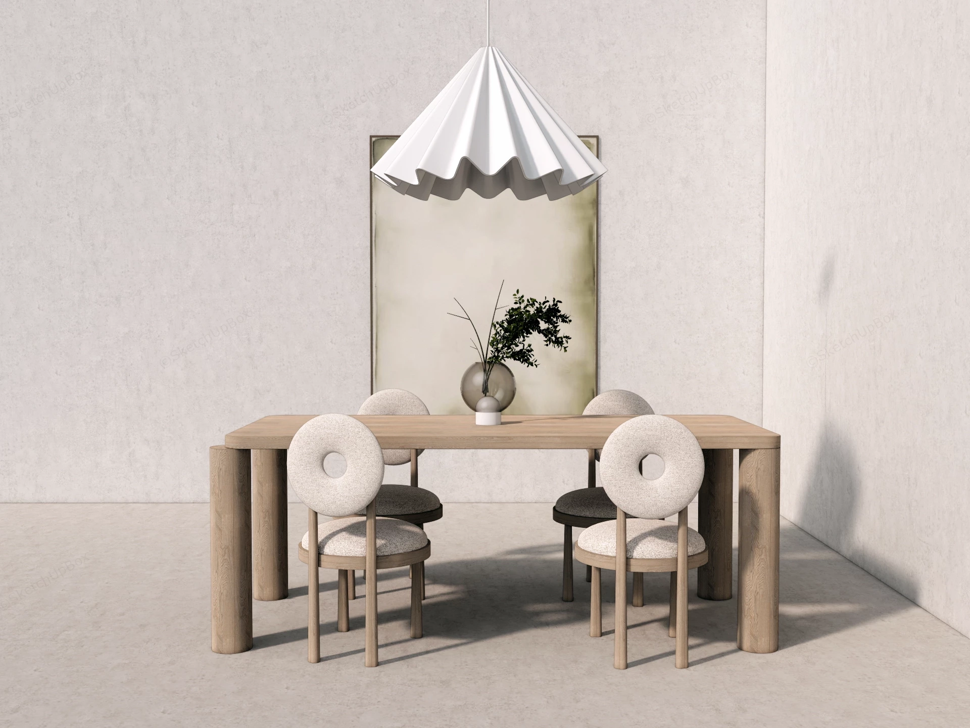 Modern Minimalist Dining Area sketchup model preview - SketchupBox